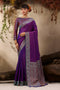 Jivana Royal Purple Pure Kanjivaram Weaving Silk Ready to Wear Saree