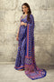 Karishma Royal Blue Modal Satin Ajrakh Print Ready to Wear Saree