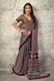Penny Black Modal Satin Ajrakh Print Ready to Wear Saree