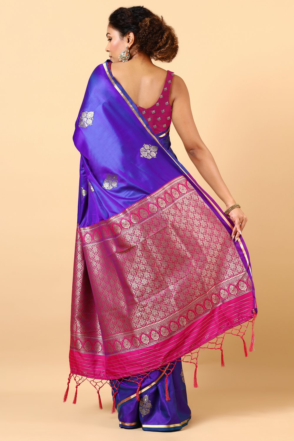 Laila Luxe Royal Blue Satin Designer One Minute Saree