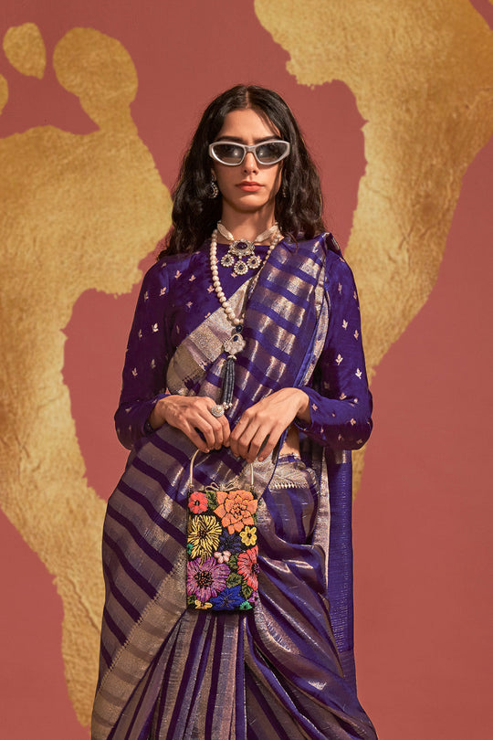 Jada Purple Viscose  Woven Ready to Wear One Minute Saree