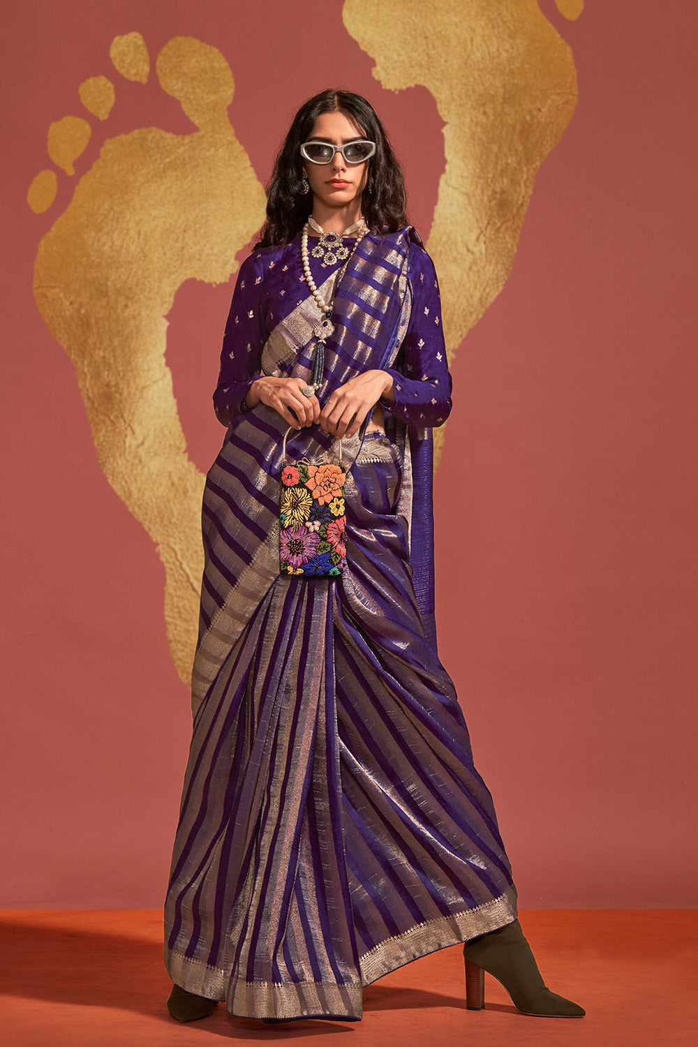 Jada Purple Viscose  Woven Ready to Wear One Minute Saree