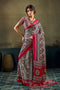 Bea Red & Black Modal Satin Ajrakh Print Ready to Wear Saree