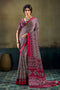 Bea Magenta & Black Modal Satin Ajrakh Print Ready to Wear Saree