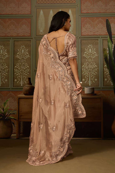 Charlotte Champagne Beige Tissue Organza with Sequins Ready to Wear Saree