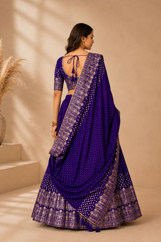 Alissa Purple Crepe Zari Embroidered Ready to Wear Lehenga Saree