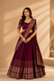 Alissa Wine Crepe Zari Embroidered Ready to Wear Lehenga Saree
