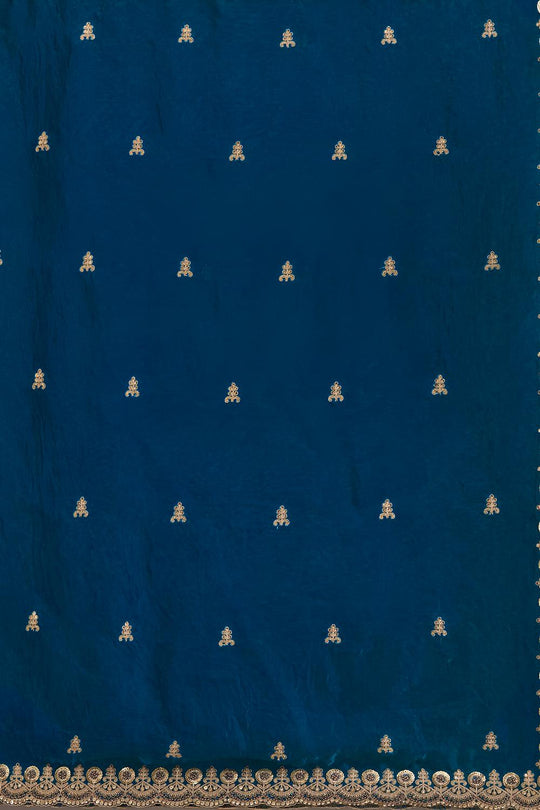 Mumtaz Dove Blue Tissue Gold Embroidered Ready to Wear Saree