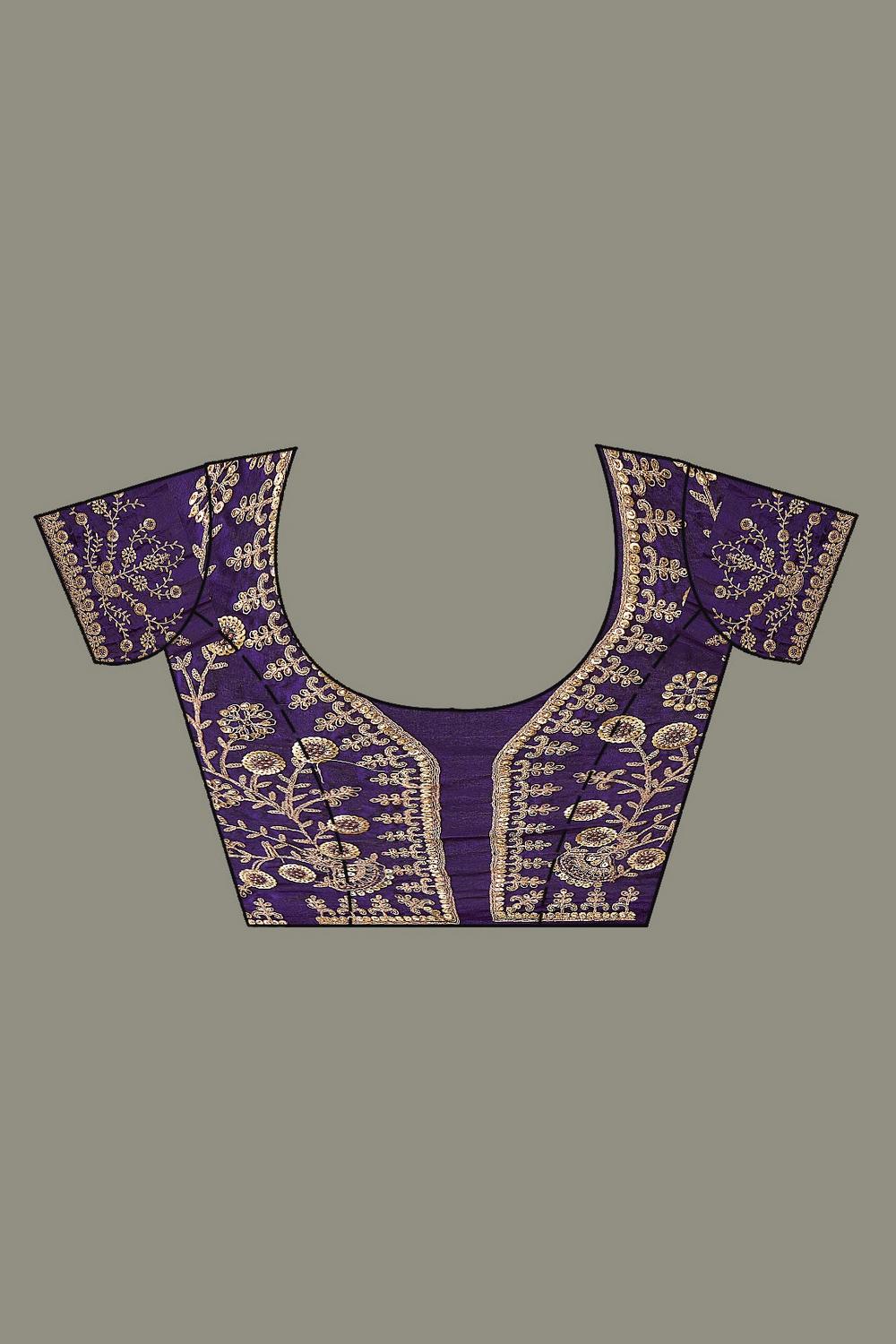 Mumtaz Purple Tissue Gold Embroidered Ready to Wear Saree