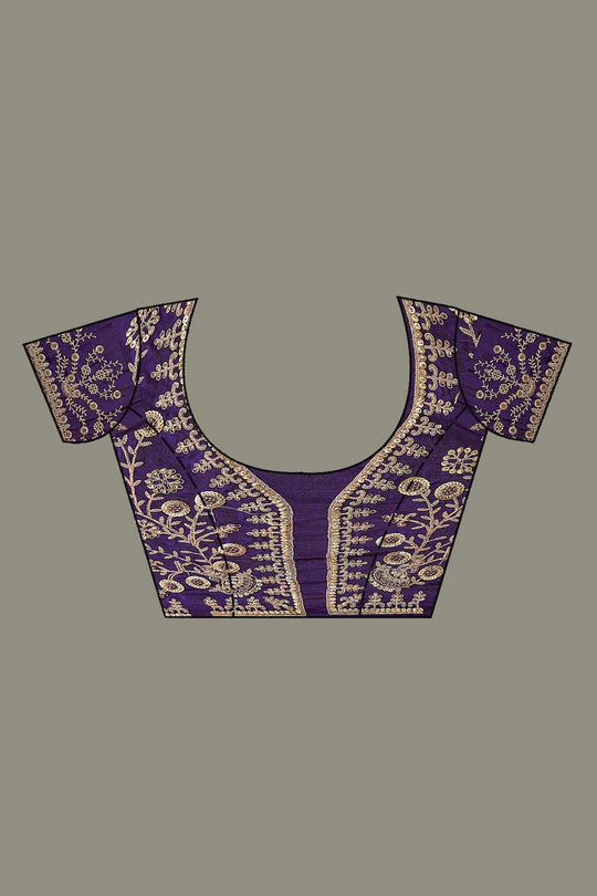 Mumtaz Purple Tissue Gold Embroidered Ready to Wear Saree