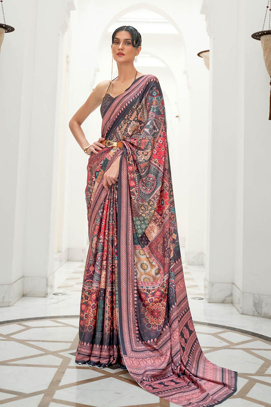 Kalamkari Multi-Color Printed Pure Silk One Minute Saree