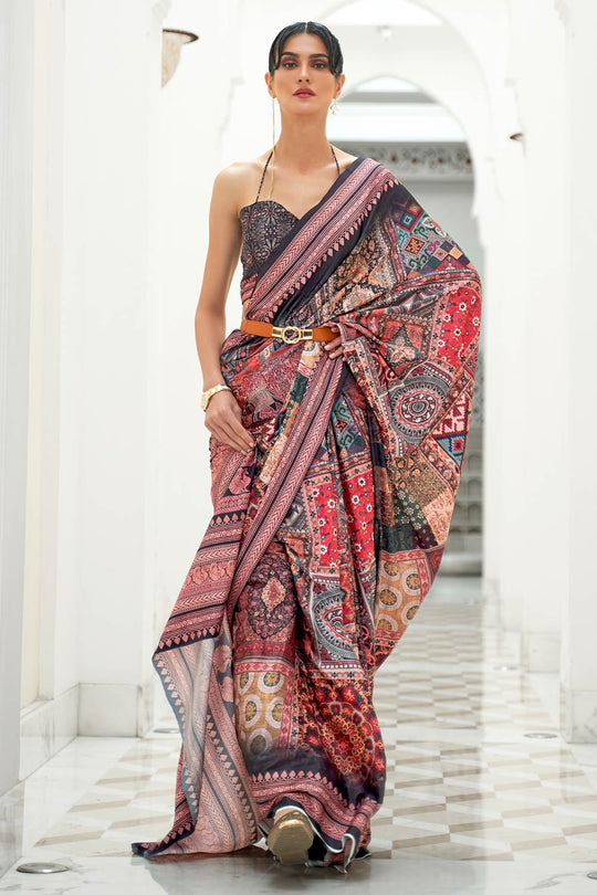 Kalamkari Multi-Color Printed Pure Silk One Minute Saree