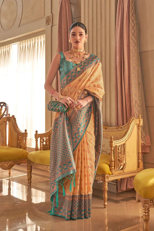 Dalila Yellow Satin Woven Ready to Wear One Minute Saree