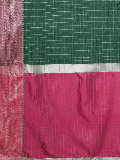 Aura Green & Magenta Silk Jacquard One Minute Saree