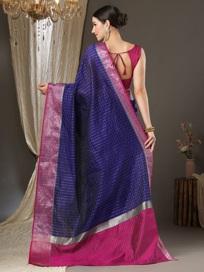 Aura Blue & Magenta Silk Jacquard One Minute Saree