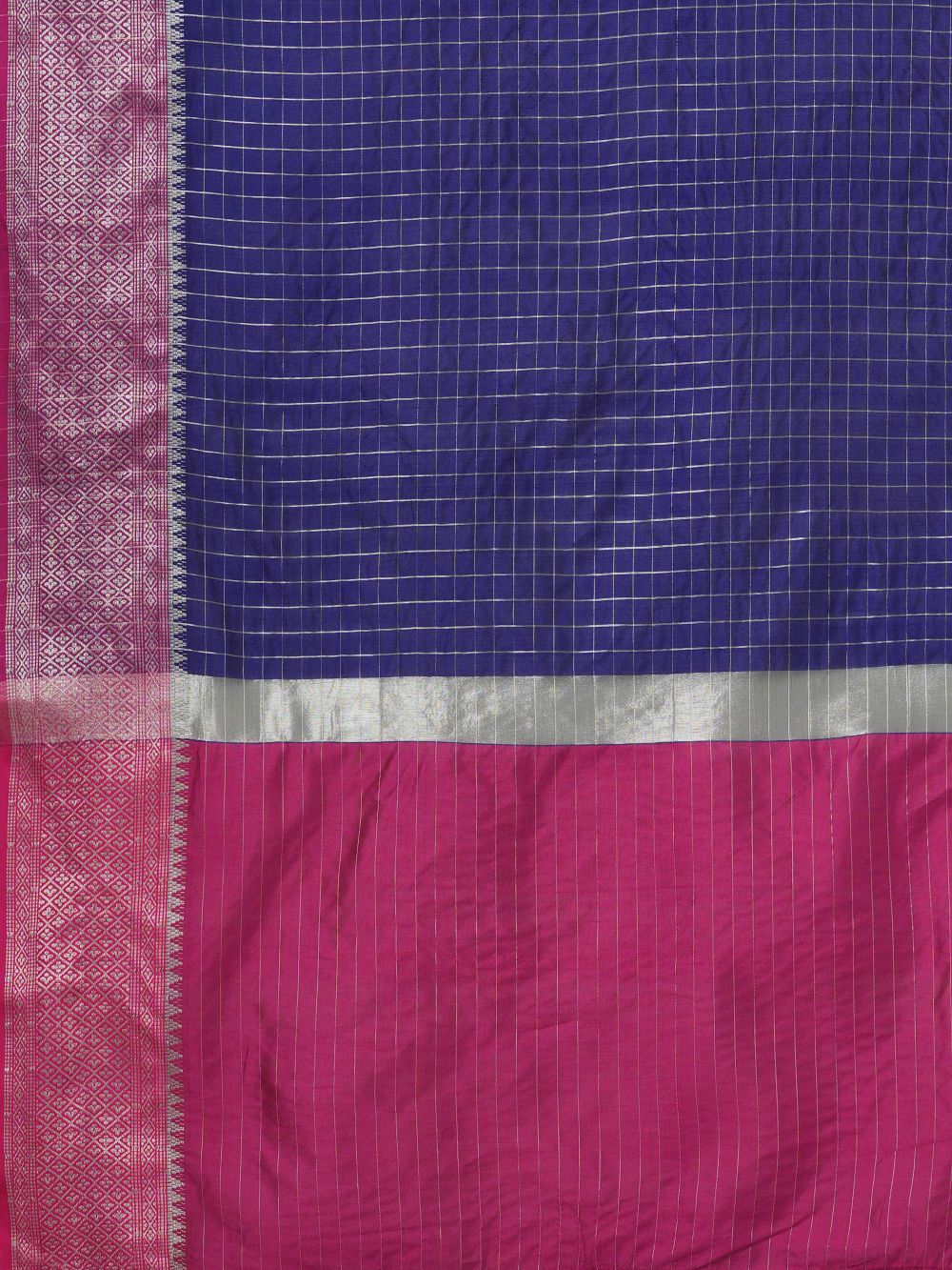 Aura Blue & Magenta Silk Jacquard One Minute Saree