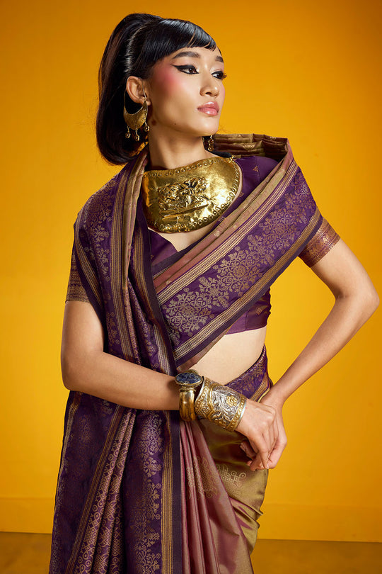 Caryn Brown Pure Silk Handloom Woven Ready to Wear Saree