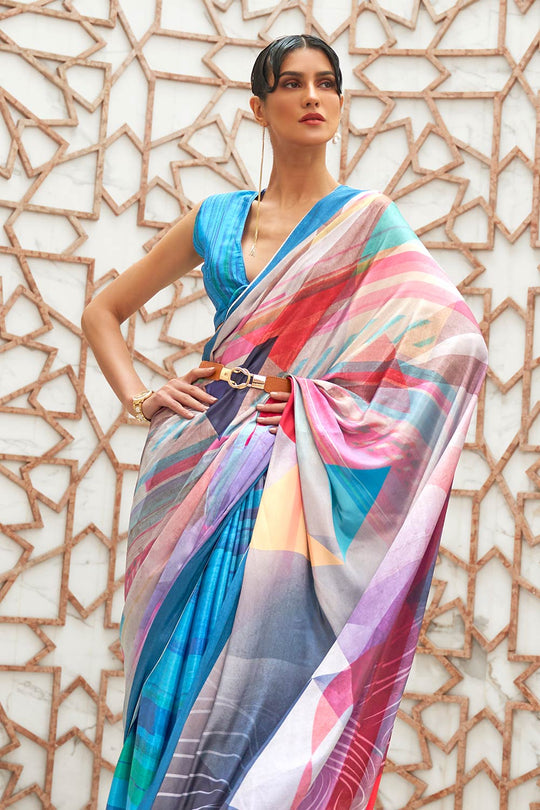 Kalamkari Multi-Color Printed Pure Silk One Minute Saree