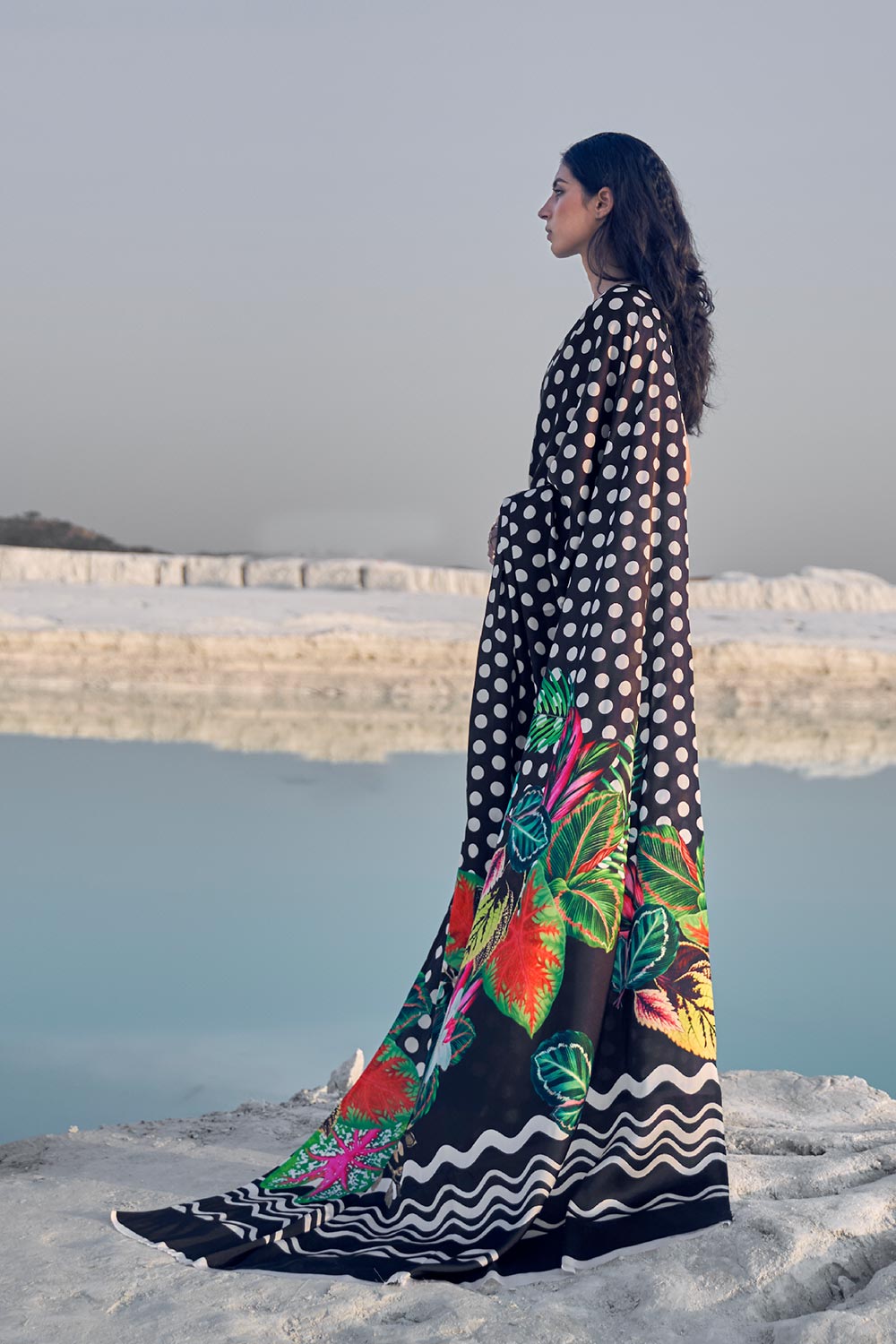 Trisha Black Polka Dot One Minute Saree