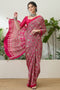 Anouk Pink Modal Classic Ajrakh Printed Ready to Wear One Minute Saree