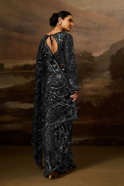 Orion Luxe Black Net Beaded Sequin Ready to Wear Saree