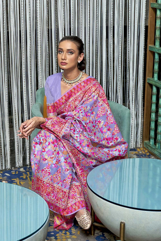 Karishma Purple Handloom Weaving One Minute Saree
