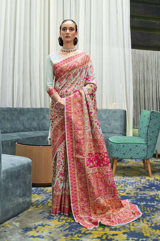 Karishma Light Green Handloom Weaving One Minute Saree