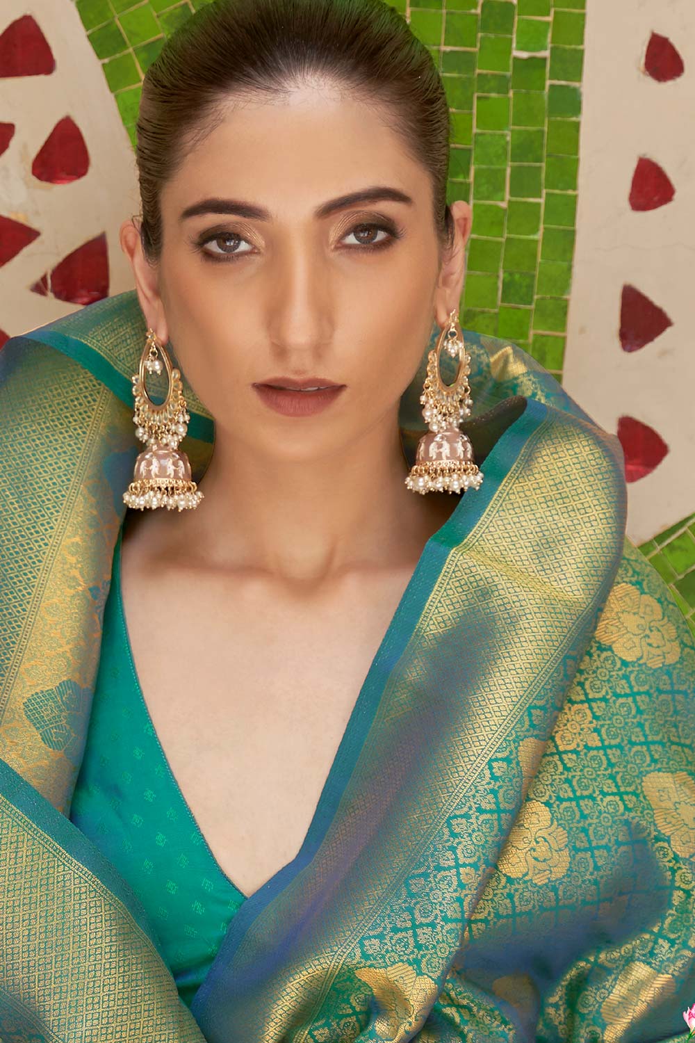 Ilona Green Handloom Weaving Silk Saree One Minute Saree