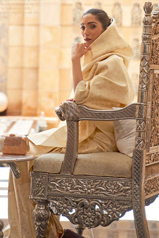 Ilona Beige Handloom Weaving Silk Saree One Minute Saree