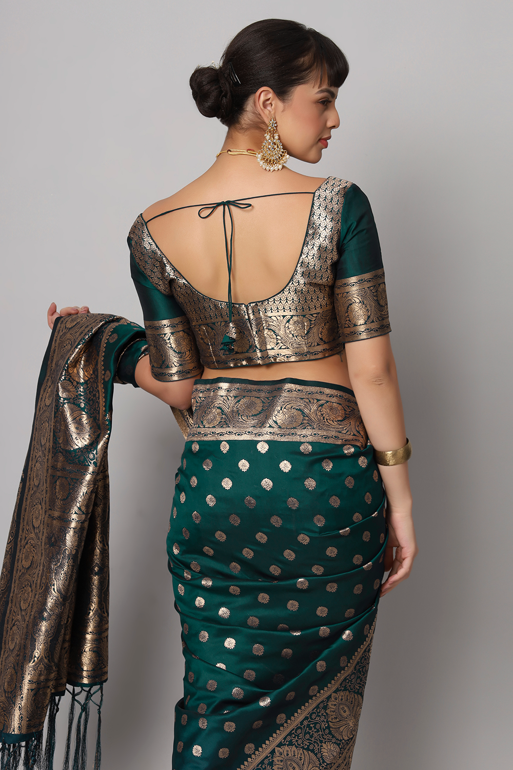 Riya Teal Full Embroidered Banarasi One Minute Saree