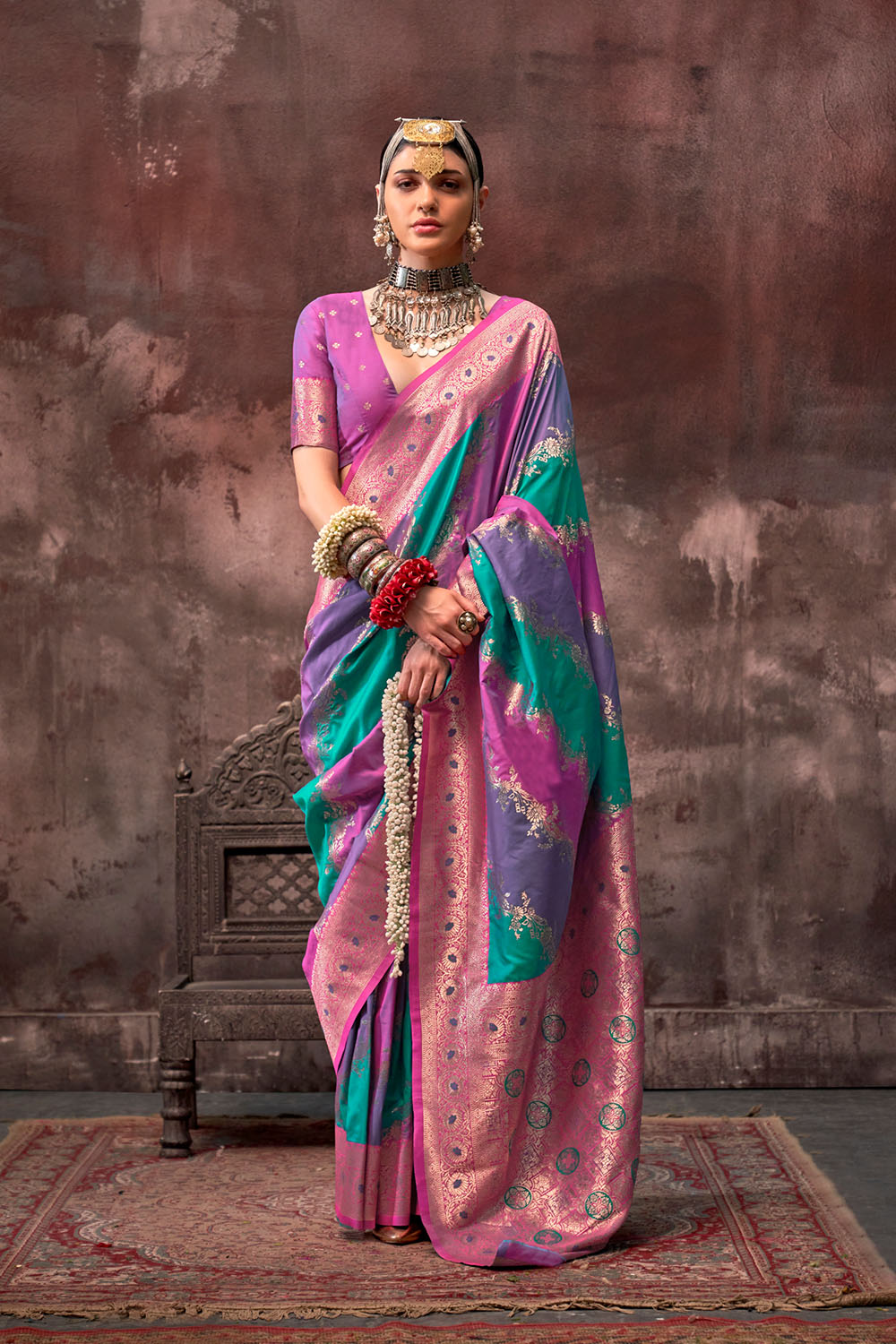 Kaia Multicolor Silk Woven Ready to Wear One Minute Saree
