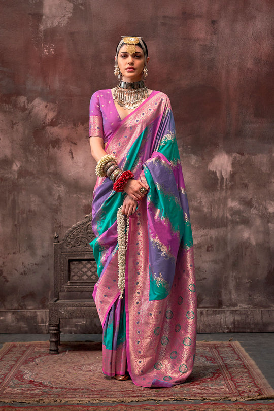 Kaia Multicolor Silk Woven Ready to Wear One Minute Saree