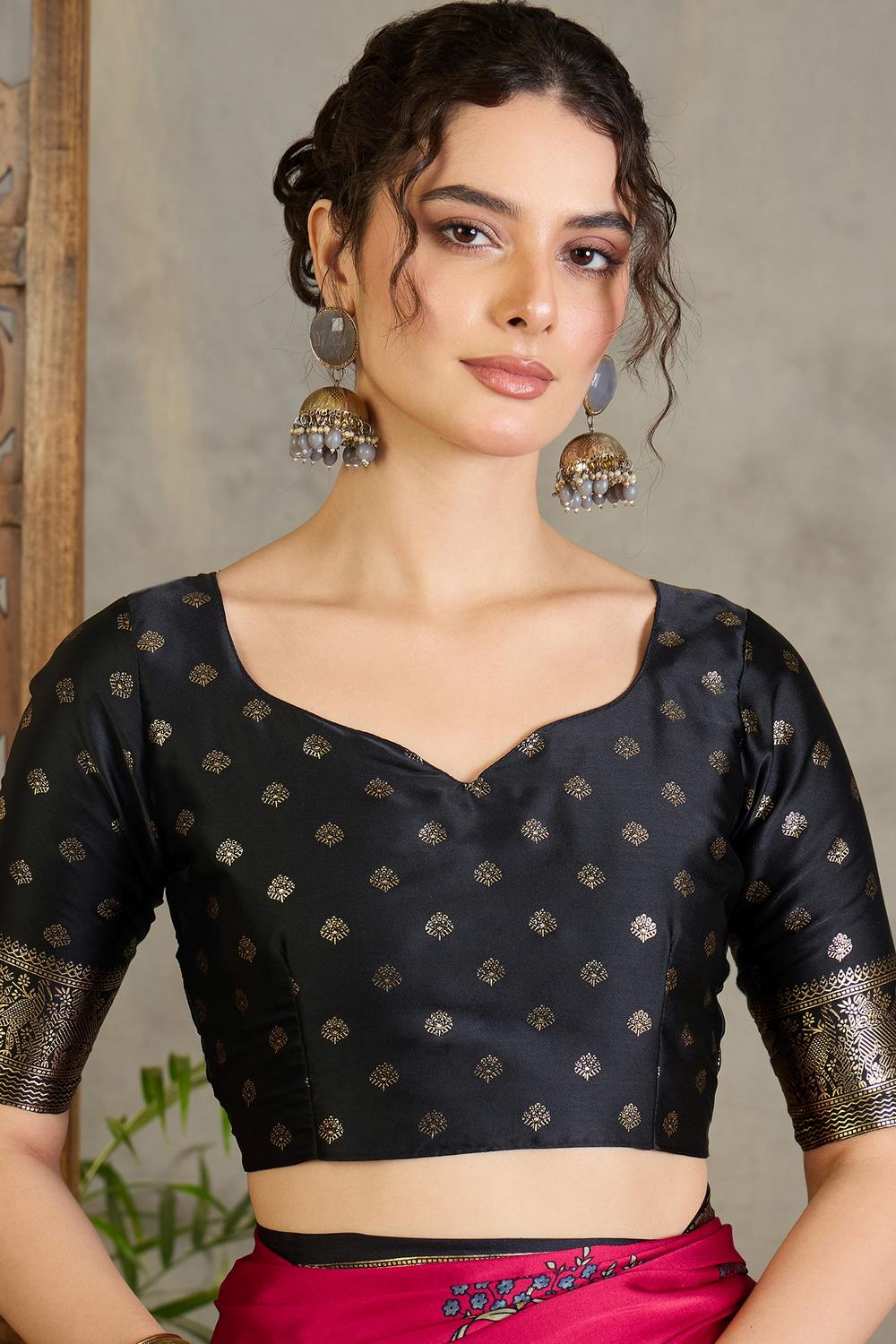 Sheila Red Soft Modal Floral Printed &amp; Zari Woven Ready to Wear One Minute Saree
