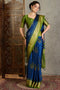 Sheila Blue Soft Modal Floral Printed & Zari Woven Ready to Wear One Minute Saree