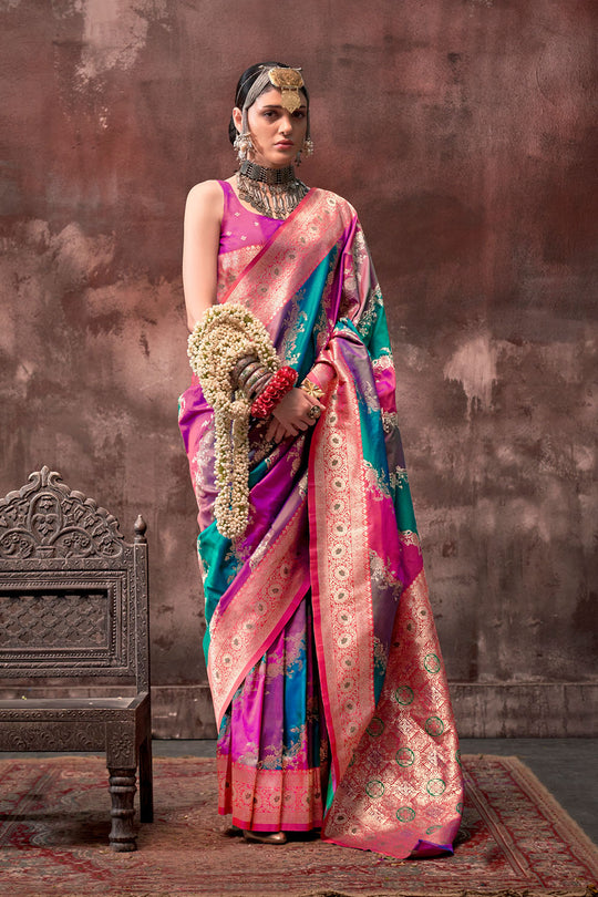 Kaia Multicolor Silk Woven Ready to Wear One Minute Saree