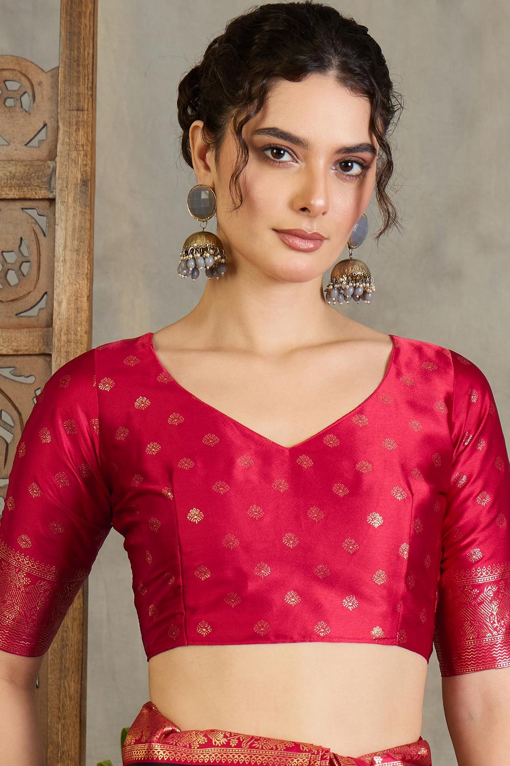 Sheila Black Soft Modal Floral Printed &amp; Zari Woven Ready to Wear One Minute Saree