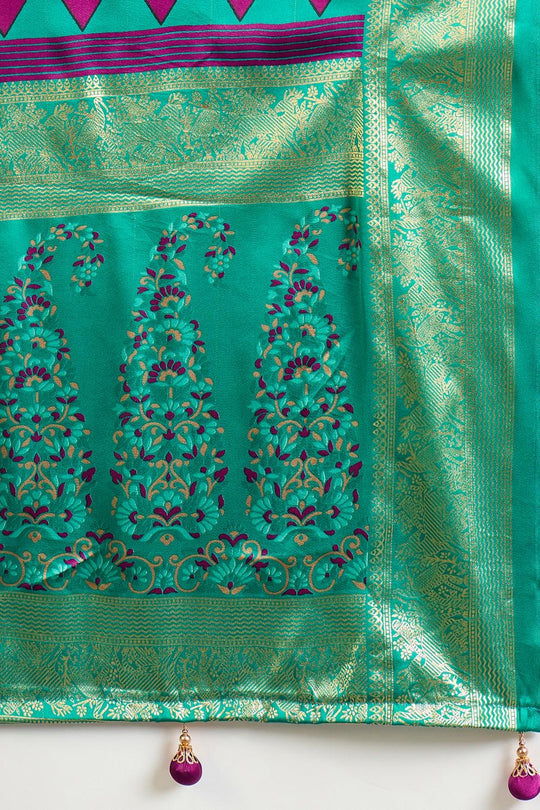 Sheila Wine Soft Modal Floral Printed &amp; Zari Woven Ready to Wear One Minute Saree