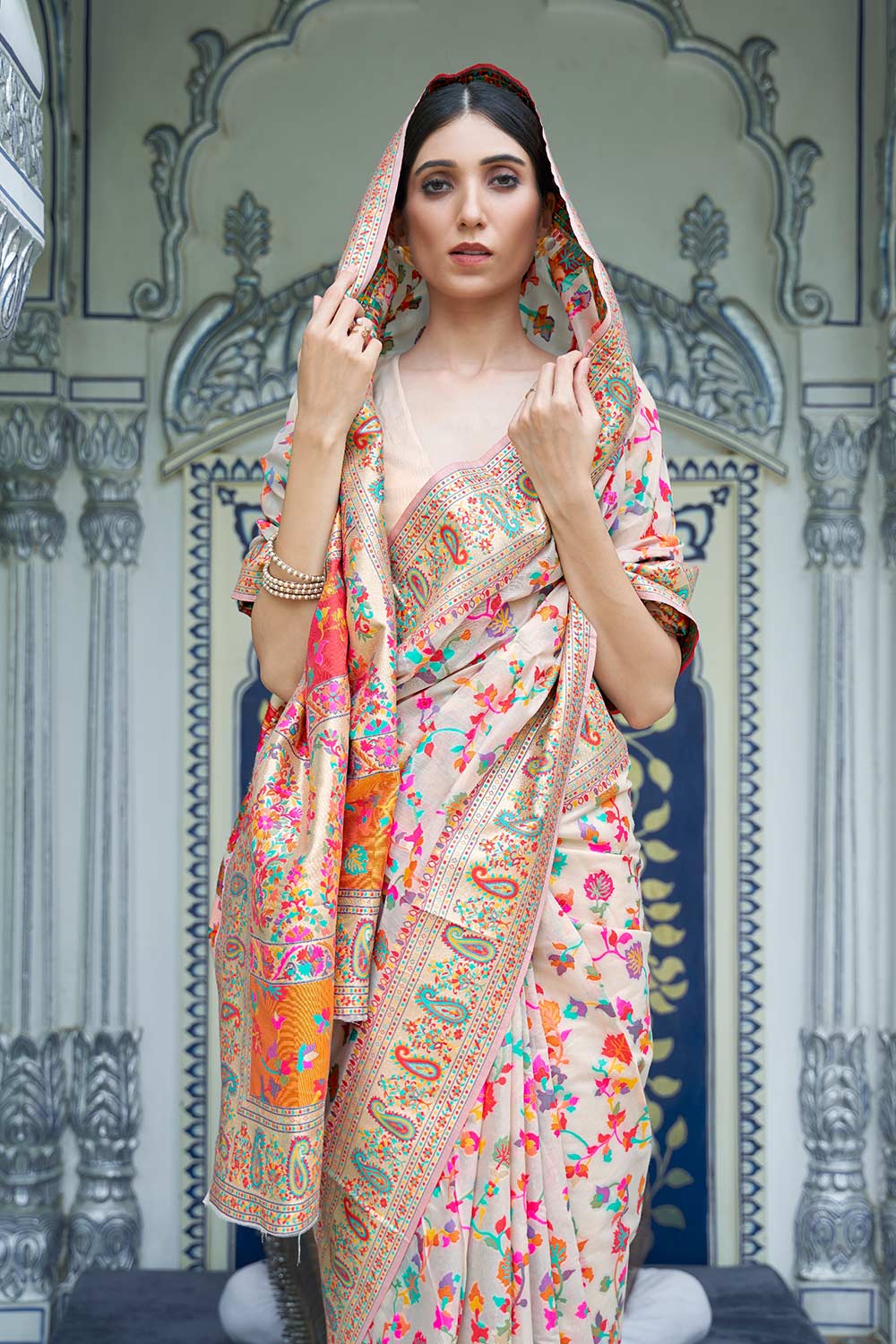 Katrina Beige Modal Handloom Weaving Silk One Minute Saree