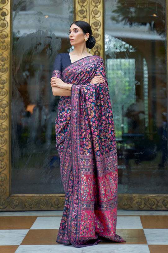 Katrina Multi Color Modal Handloom Weaving Silk One Minute Saree