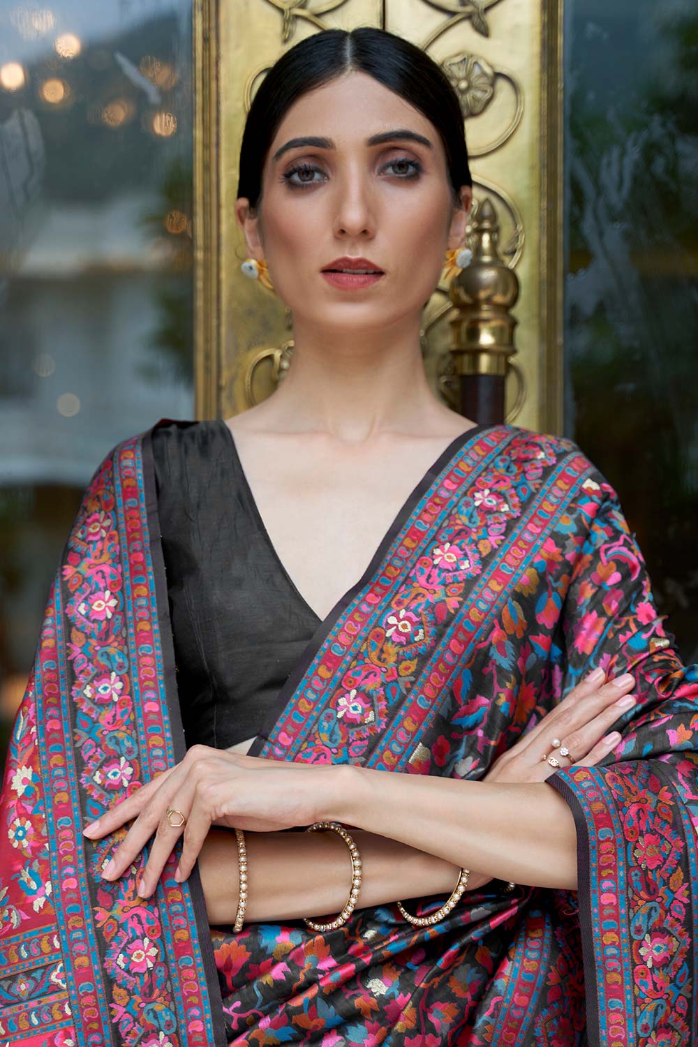 Katrina Multi Color Modal Handloom Weaving Silk One Minute Saree