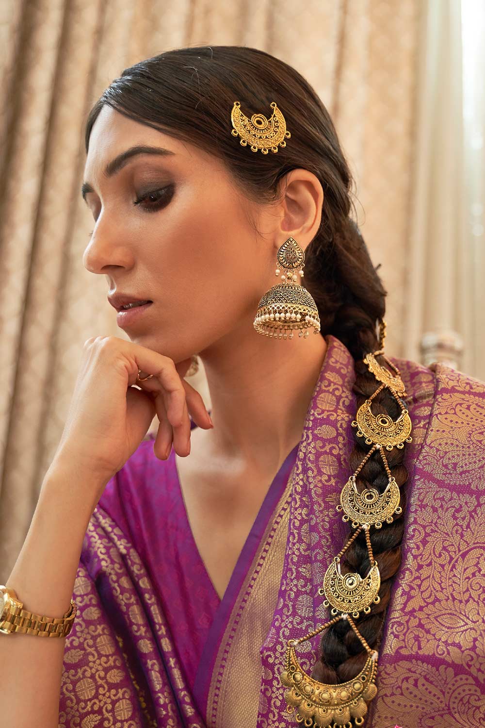 Abbey Violet Silk Handloom Weaving One Minute Saree