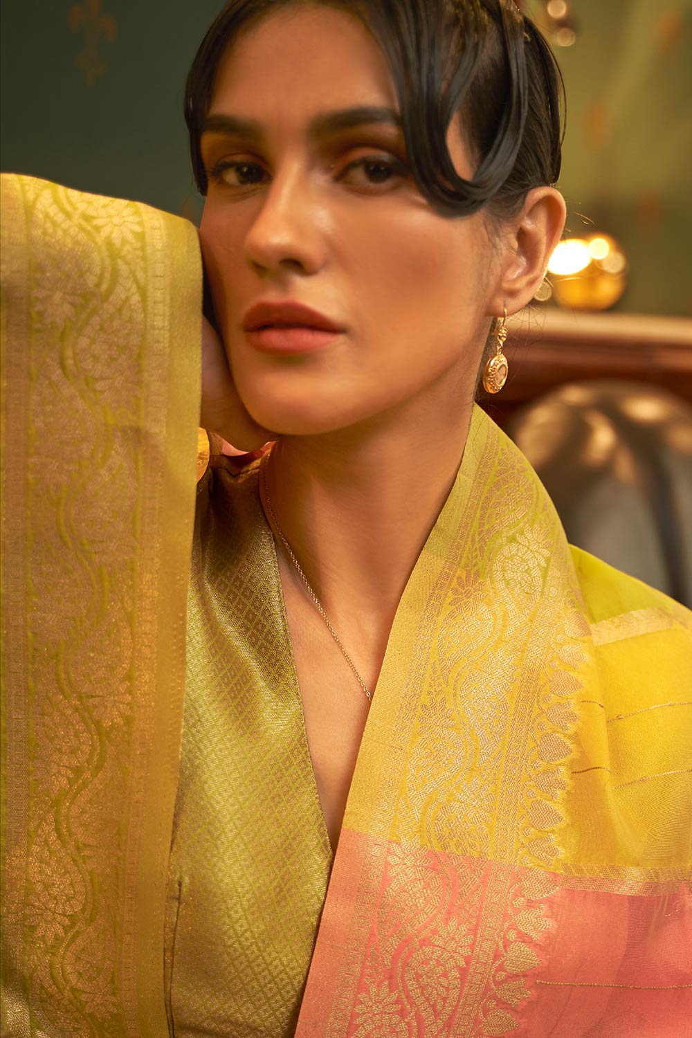 Gabriella Mint Green Multi Color Sequins Organza One Minute Saree