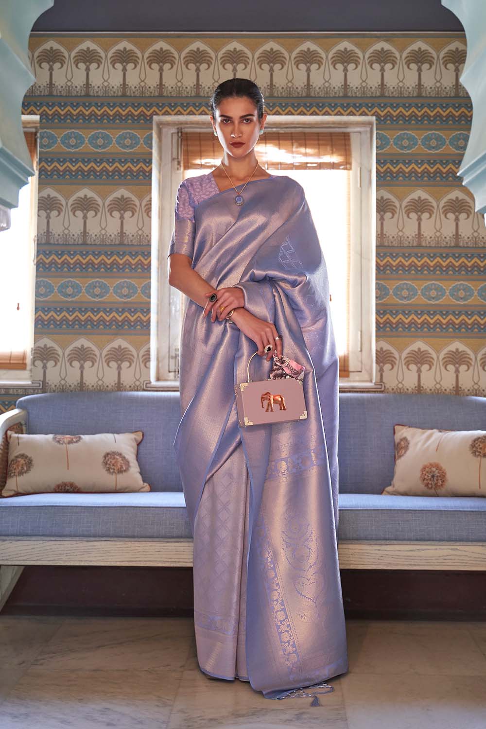 Sania Lavender Handloom Weaving Silk Ready to Wear Saree