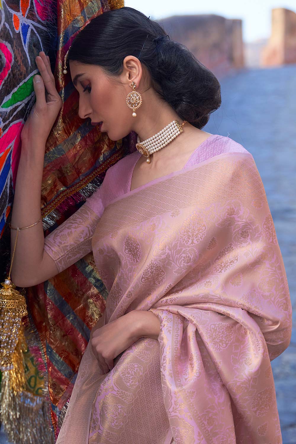 Milan Grande Light Lavender Sequins Handloom Silk One Minute Saree