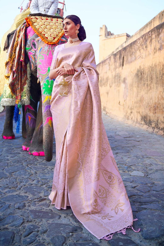 Milan Grande Light Lavender Sequins Handloom Silk One Minute Saree