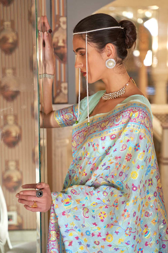 Viola Green Modal Handloom Silk One Minute Saree