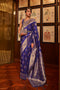 Mika Royal Blue Handloom Silk Zari Work Ready to Wear Saree