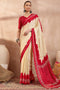 Kenya Cream Modal Ajrakh Printed Ready to Wear One Minute Saree