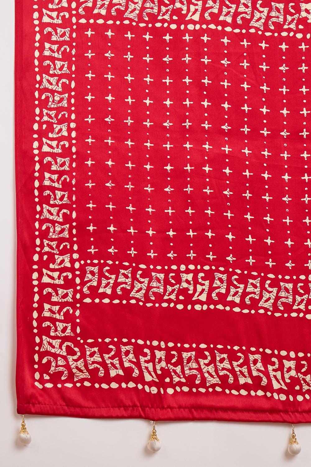 Kenya Cream Modal Ajrakh Printed Ready to Wear One Minute Saree