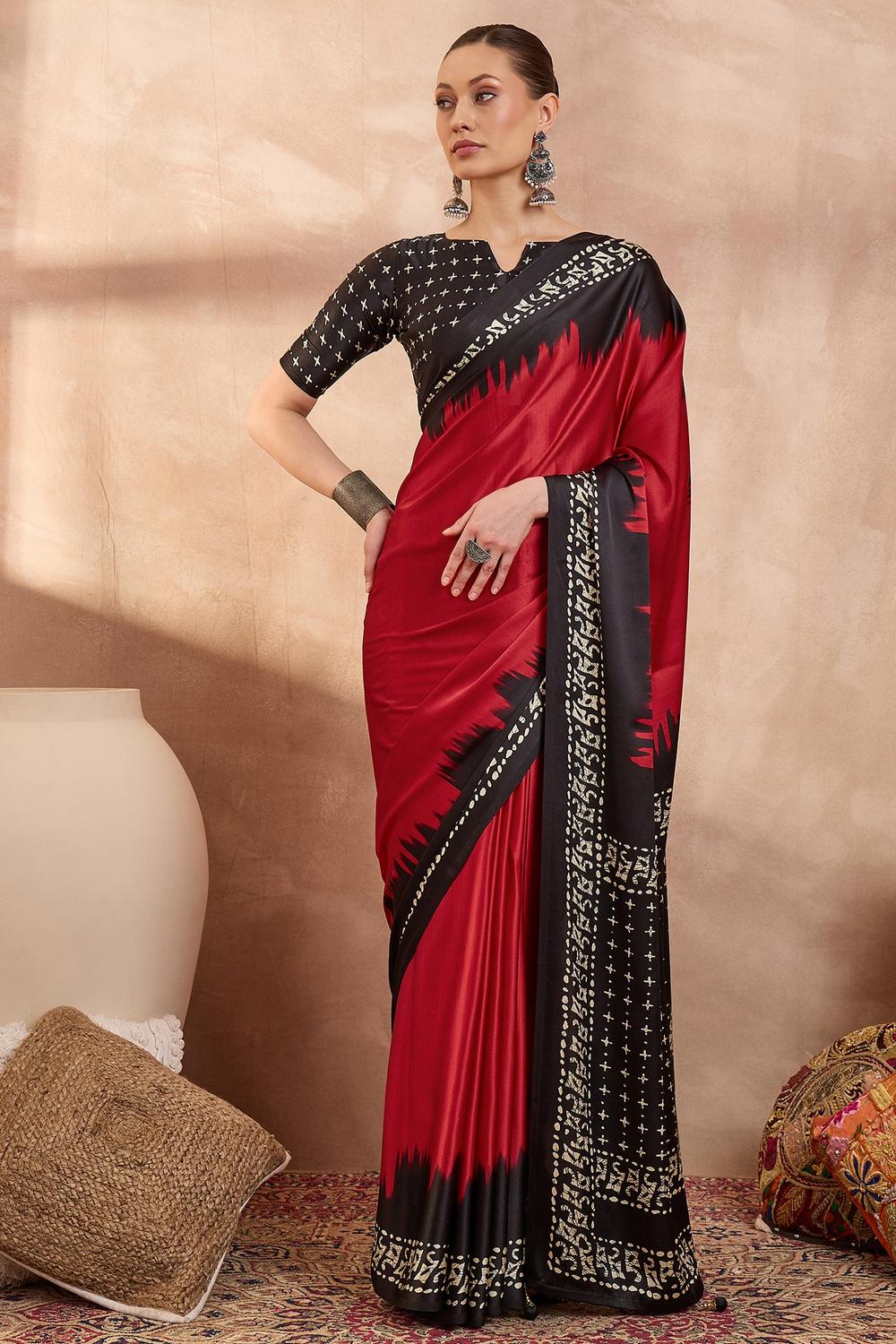 Kenya Modal Ajrakh Printed Ready to Wear One Minute Saree